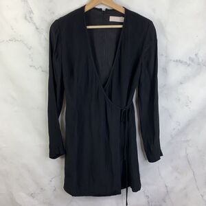 Anthropologie Keepsake Black wrap mini Dress Size XS V Neck long sleeve